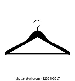 Black plastic coat hanger, clothes hanger on a white background. 