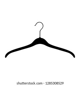 Black plastic coat hanger, clothes hanger on a white background. 