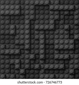 Black plastic construction plate. Perfect vector background of closeup gloss plastic construction block