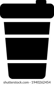Black plastic cup of coffee, illustration, vector on a white background