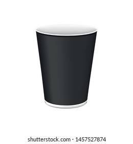 Black Plastic Cup For Single Use - Vector Illustration - Isolated On White Background