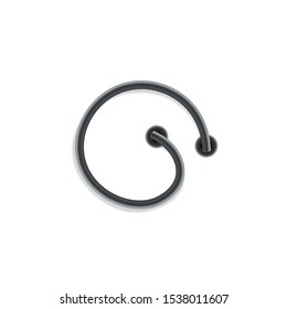 Black plastic flexible and curved electrical power cable with holes for connection, isolated vector realistic illustration.