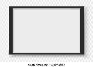 Black plastic frame for text or picture is on squared white background.
