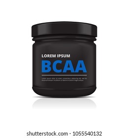 Black Plastic Jar. Sport Nutrition, Whey Protein or Gainer. Pack design template for your design