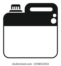 Black plastic jerrycan for containing chemical substances, isolated on a white background