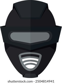 Black plastic mask. Superhero costume helmet icon