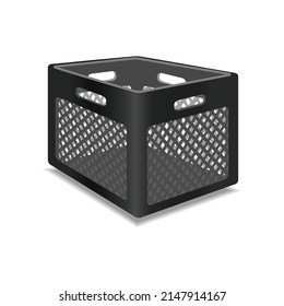 black plastic milk crate for groceries
