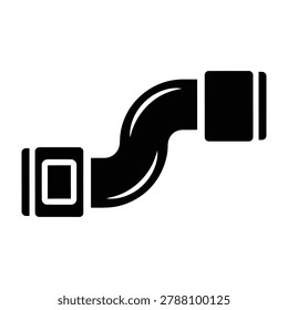Black plastic pipe connector fitting symbol on white background