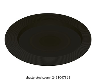 Black plastic plate. vector illustration