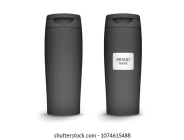Black plastic Shampoo Bottle, MockUp Template, product design, 3d bottle vector illustration, 3d Shampoo Bottle mockup, packaging design vector