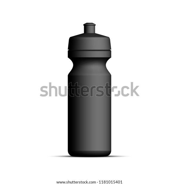 Download Black Plastic Sport Bottle Mock Blank Stock Vector Royalty Free 1181015401 PSD Mockup Templates