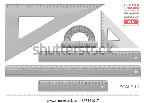 Black Plastic Transparent Measuring Rulers Set Stock Vector (Royalty ...