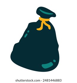 Vector plano de la bolsa de basura de plástico negro