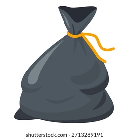 Bolsa de basura de plástico negro olor a basura sucio diseño de Plantilla de Ilustración vectorial de color plano