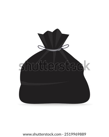 Black plastic trash bag icon. Plastic garbage bag icon isolated on white background. Black container for trash isolated on white. Garbage recycling and utilization equipment. stock illustration