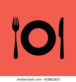 Black plate fork knife icon vector illustration