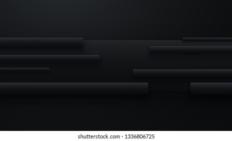 Black plates overlapping each other. Vector background or business banner of graphite rods. Modern design