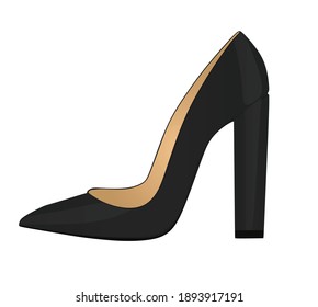 Black platform shoe. vector illustration