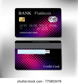 black platinum color front and back realistic credit cards set with vector illustration design eps10