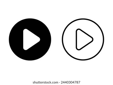Iconos de botón de juego negro establecidos en estilo plano aislado sobre fondo blanco. Botón de juego negro Ilustración vectorial en un blanco. Diseño de logotipos de medios, web y play, plantilla de logotipo de video digital.
