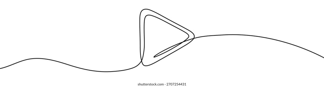 Botón de juego negro en un estilo de arte de línea. Juega al Botón con un trazo editable sobre fondo blanco. Ilustración vectorial.