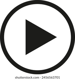 Black play button symbol inside circle - stock vector