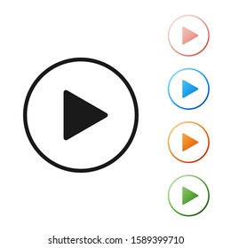 Black Play in circle icon isolated on white background. Set icons colorful. Vector Illustration