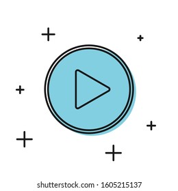 Black Play in circle icon isolated on white background.  Vector Illustration