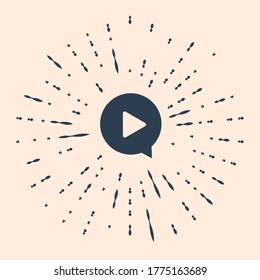 Black Play in circle icon isolated on beige background. Abstract circle random dots. Vector Illustration