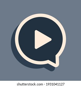 Black Play in circle icon isolated on grey background. Long shadow style. Vector Illustration