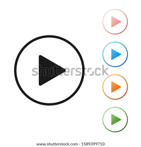 Black Play in circle icon isolated on white background. Set icons colorful. Vector Illustration