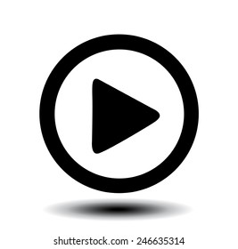 Black play glossy button on white 