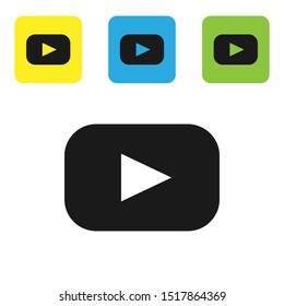 Black Play icon isolated on white background. Set icons colorful square buttons. Vector Illustration