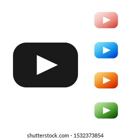 Black Play icon isolated on white background. Set icons colorful. Vector Illustration