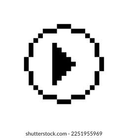 Black play Icon, pixel art design.