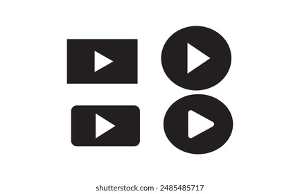 black Play Icon set illustration. Play button sign and symbol .Set of play button icons 