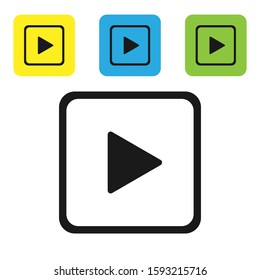 Black Play in square icon isolated on white background. Set icons colorful square buttons. Vector Illustration