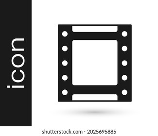 Black Play video icon isolated on white background. Film strip sign.  Vector