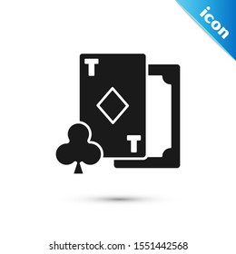 Black Playing card with diamonds symbol icon isolated on white background. Casino gambling.  Vector Illustration