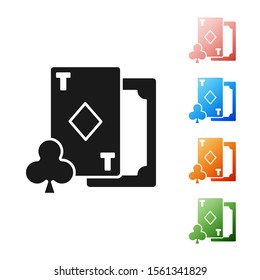 Black Playing card with diamonds symbol icon isolated on white background. Casino gambling. Set icons colorful. Vector Illustration