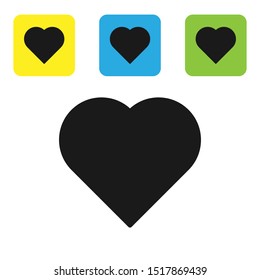 Black Playing card with heart symbol icon isolated on white background. Casino gambling. Set icons colorful square buttons. Vector Illustration