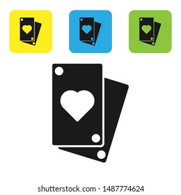 Black Playing card icon isolated on white background. Set icons colorful square buttons. Vector Illustration