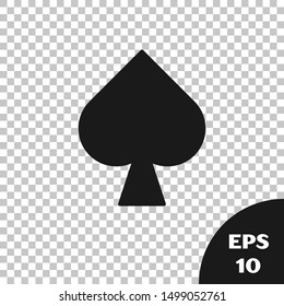 Black Playing card with spades symbol icon isolated on transparent background. Casino gambling. Vector Illustration Black Playing card with spades symbol icon isolated on transparent background. Casino gambling. Vector Illustration