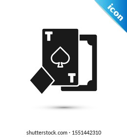 Black Playing card with spades symbol icon isolated on white background. Casino gambling.  Vector Illustration