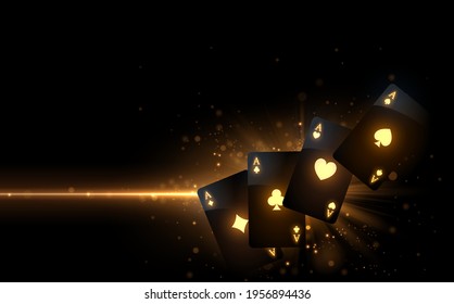 Black playing cards with gold light effect