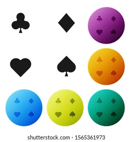 Black Playing cards icon isolated on white background. Casino gambling. Set icons colorful circle buttons. Vector Illustration