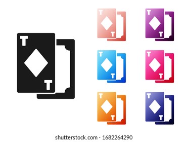 Icono de cartas de reproducción en negro aisladas en fondo blanco. Juegos de casino. Establecer iconos coloridos. Ilustración vectorial
