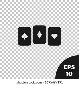 Black Playing cards icon isolated on transparent background. Casino gambling.  Vector Illustration