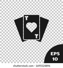 Black Playing cards icon isolated on transparent background. Casino gambling.  Vector Illustration