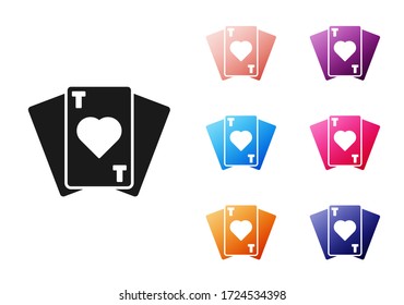 Black Playing cards icon isolated on white background. Casino gambling. Set icons colorful. Vector Illustration